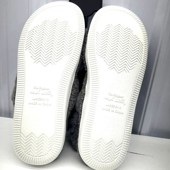Womens Fuzzy Plush Fur Slingback Slippers Gray Muk Luks 9 10 Large - Picture 4 of 4